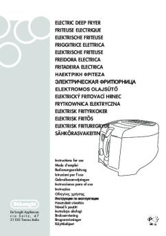 electric deep fryer friteuse electrique elektrische ... - De'Longhi