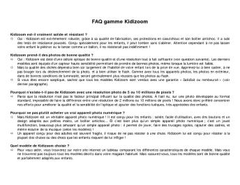 FAQ gamme Kidizoom - Vtech