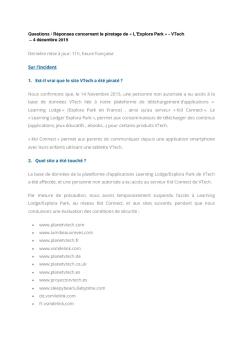 Questions / Réponses concernant le piratage de « L'Explora ... - Vtech