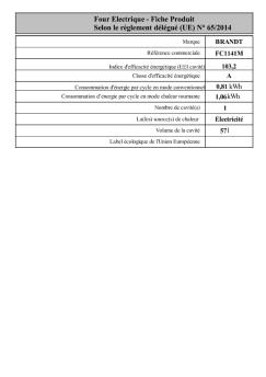 Four Electrique - Fiche Produit Selon le règlement délégué ... - Brandt