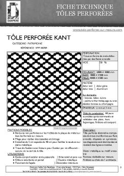 fiche technique tole perforee kant - Tôle perforée sur mesure