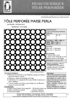 fiche technique tole perforee masse perla - Tôle perforée sur mesure