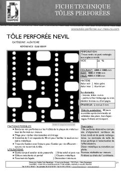 fiche technique tole perforee nevil - Tôle perforée sur mesure
