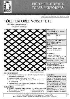 fiche technique tôle perforée noisette 15 - Tôle perforée sur mesure