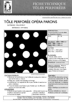 fiche technique tole perforee opera parons - Dampere