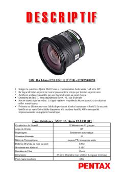 SMC DA 14mm f/2.8 ED [IF] - Pentax