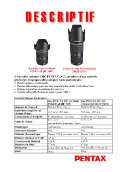 2 Nouvelles optiques SMC PENTAX-DA*, premières d'une nouvelle ...