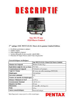 Smc DA 35 mm f/2,8 Macro Limited