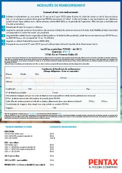 MODALITÉS DE REMBOURSEMENT - Pentax