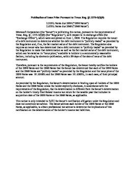 Final Section 1273 Statement Microsoft Exchange Offers Issue Price Notice