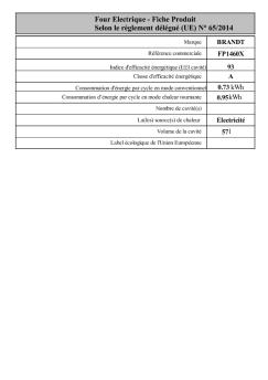 Four Electrique - Fiche Produit Selon le règlement délégué ... - Brandt
