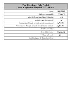 Four Electrique - Fiche Produit Selon le règlement délégué ... - Brandt