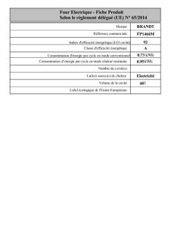 Four Electrique - Fiche Produit Selon le règlement ... - Ars Sponsoring