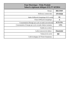 Four Electrique - Fiche Produit Selon le règlement ... - Ars Sponsoring