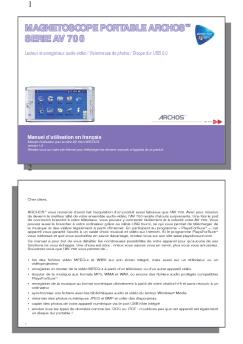 1 MAGNETOSCOPE PORTABLE ARCHOS™ SERIE AV 700  2