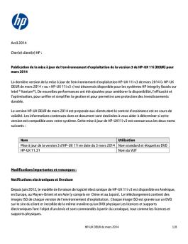 Avril 2014 Cher(e) client(e) HP : Publication de la mise à ... - HPE.com