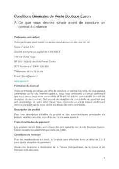 Conditions Générales de Vente Boutique Epson A. Ce que vous ...