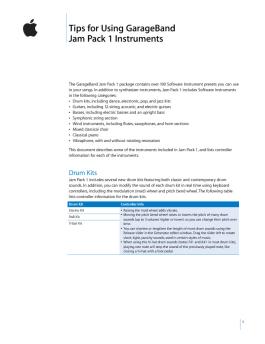 GarageBand Jam Pack 1 Instrument Tips (Manual) - Apple