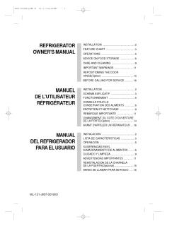 REFRIGERATOR OWNER'S MANUAL MANUEL DE L ...