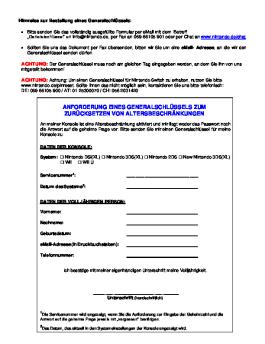 Generalschluessel Anforderung