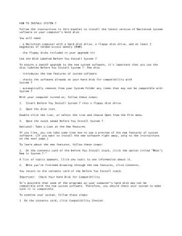 HO? TO INSTALL SYSTEM 7 Follow the instructions ... - Apple