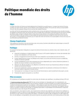 Politique mondiale des droits de l'homme - HP