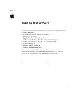 Installing Your Final Cut Studio Software - Support - Apple