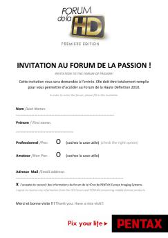 INVITATION AU FORUM DE LA PASSION !
