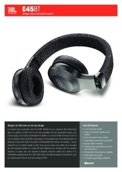 JBL E45BT Spec Sheet French