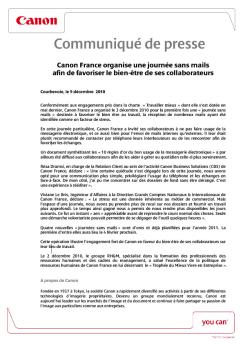 Communiqué de presse -  Canon France