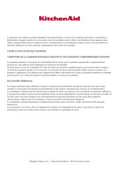 Conditions générales de la garantie légale et commerciale - KitchenAid
