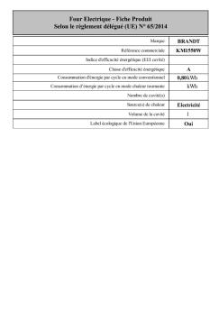 Four Electrique - Fiche Produit Selon le règlement délégué (UE) - Brandt