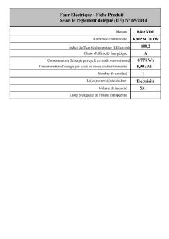 Four Electrique - Fiche Produit Selon le règlement délégué (UE) - Brandt