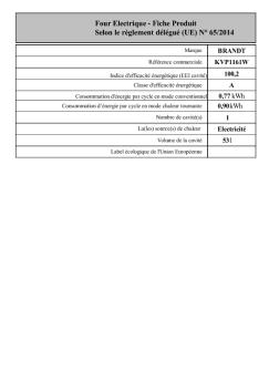 Four Electrique - Fiche Produit Selon le règlement délégué ... - Brandt