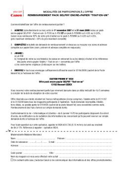 MODALITÉS DE PARTICIPATION À L'OFFRE REMBOURSEMENT ...