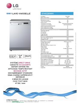 D14028WH LAVE-VAISSELLE