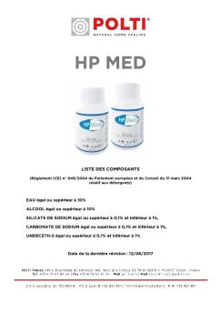 Liste des composants HPMed - Polti