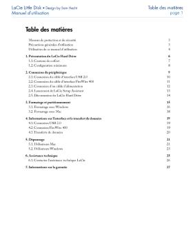 Table des matières - LaCie