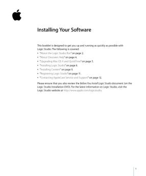 Logic Studio Installing Your Software Upgrade - Support