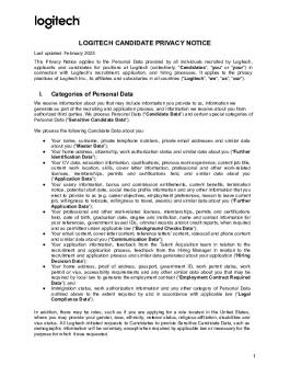Logitech Candidate Privacy Notice 20250228