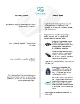 2 0 0 6 2 0 0 5 Logitech News Technology News