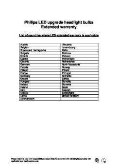Lumileds LED Extented Warranty Applicable Countries Updated