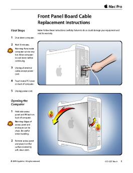 Front Panel Board Cable Replacement Instructions - Apple