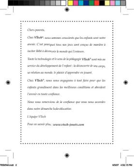 Chers parents, Chez VTech®, nous sommes conscients que les ...