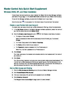 Maxtor Central Axis QuickStart - Seagate