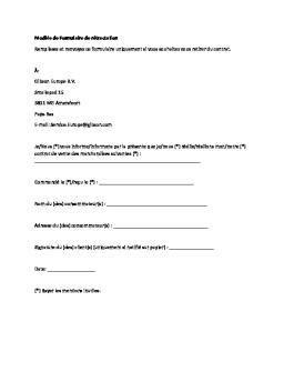 Mod  Le De Formulaire De R  Tractation
