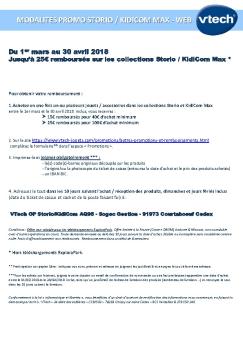 modalites promo storio / kidicom max - web - Vtech