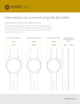 Informations sur la montre et guide des tailles - Motorola