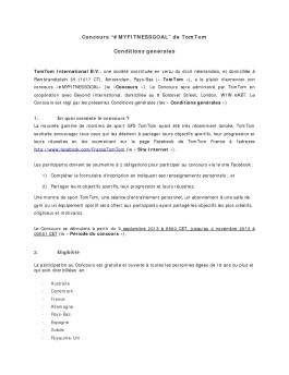 Concours “#MYFITNESSGOAL” de TomTom Conditions générales