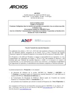 Note d'opération Archos enregistrée le 18 12 2008 sous le n 08-289